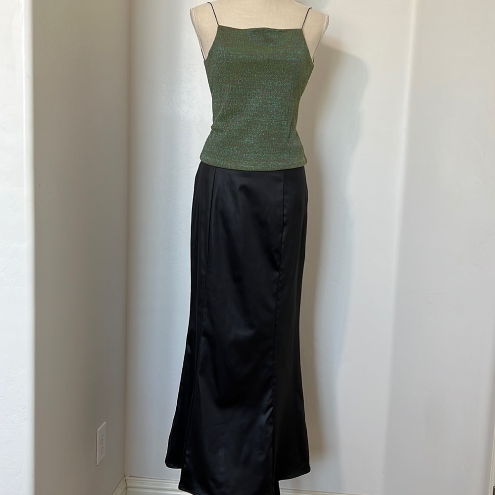 Charlotte Russe Black Satin Maxi Skirt